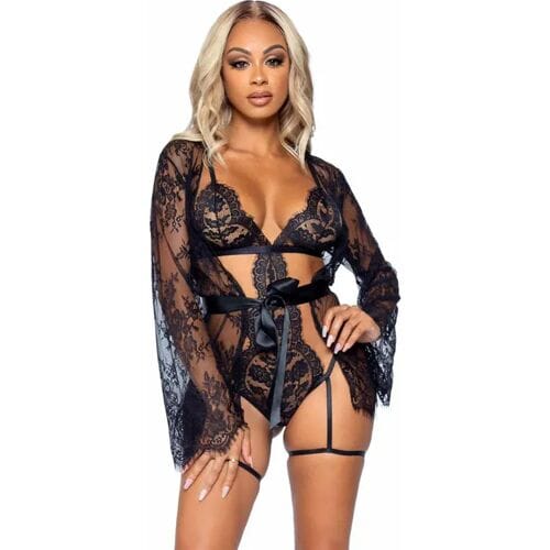 Leg Avenue - Teddy met Jarretels en Badjas