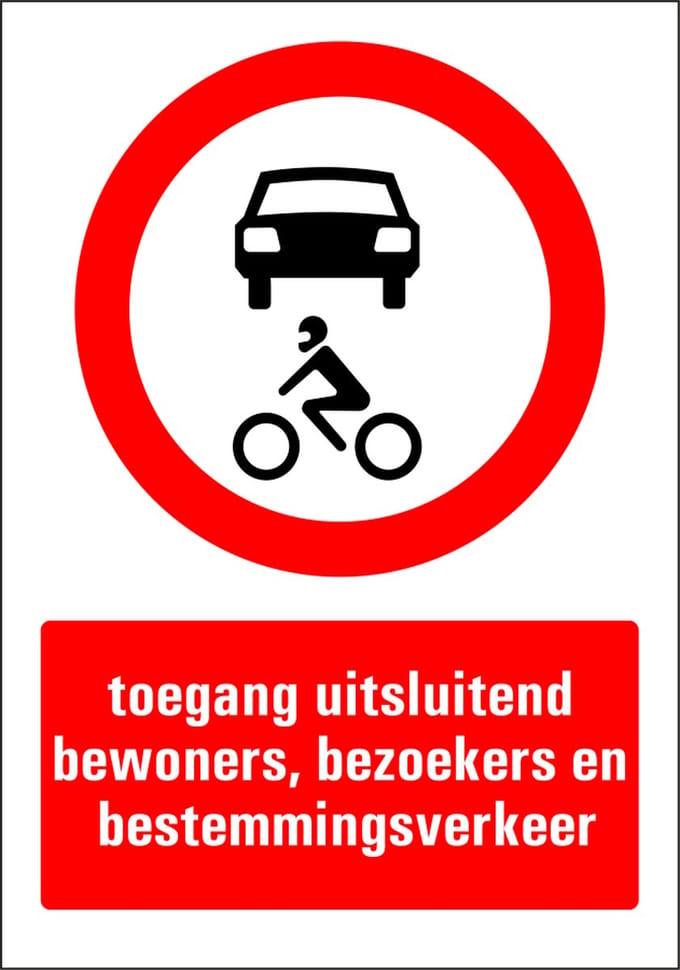 Toegang uitsluitend bestemmingsverkeer sticker 210 x 297 mm
