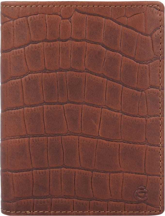Esquire Leren Portemonnee Dallas Croco Portrait Wallet Brown Bruine