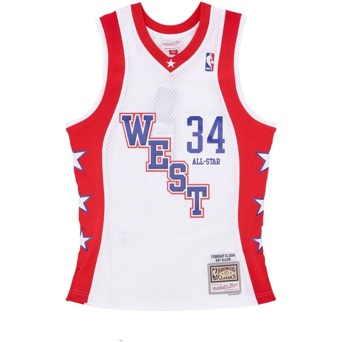 Basketbaltanktop voor heren Nba Wit Jersey All Star 2004 nr. 34 Ray Allen Team West Wit