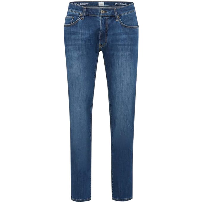 Brax Heren Jeans  Style CHUCK mid blue, denim blauw regular, maat 35/32