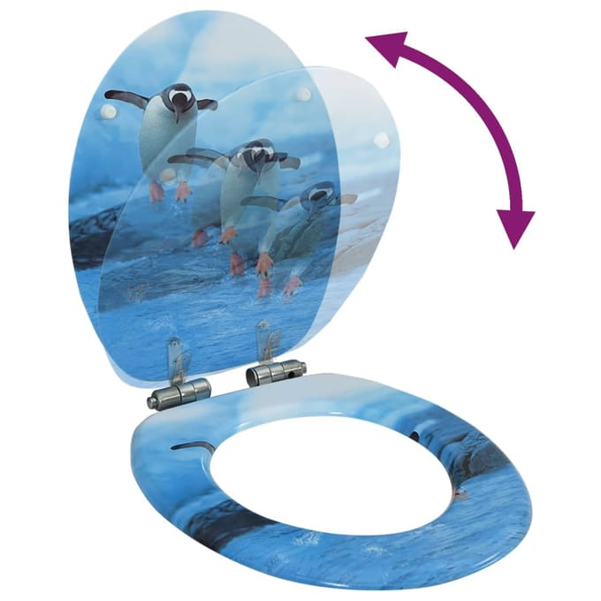 vidaXL - Toiletbril - met - soft-close - deksel - pinguïn - MDF