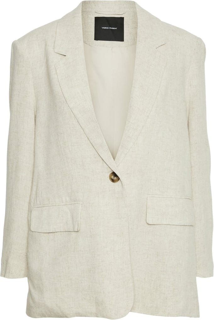 Vero Moda VMVERA LS LINEN BLAZER NOOS Dames Blazer Oatmeal - Maat XL