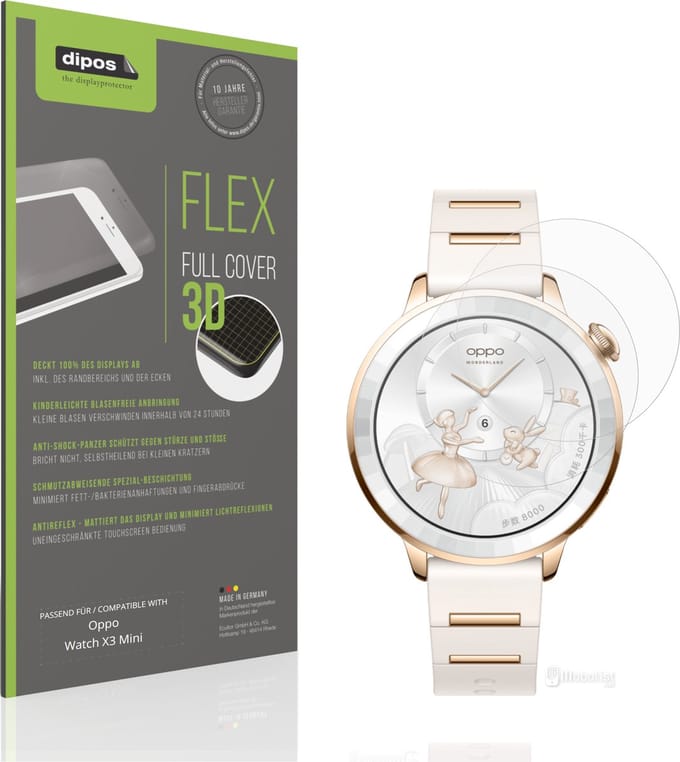 dipos FLEX – 2x Matte Screenprotector geschikt voor Oppo Watch X3 Mini | Volledige Schermbescherming | Case-Friendly