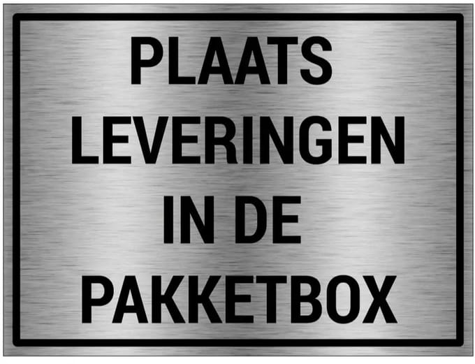 Plaats leveringen in de pakketbox bord - gecoat brushed aluminium | 80 x 60 cm