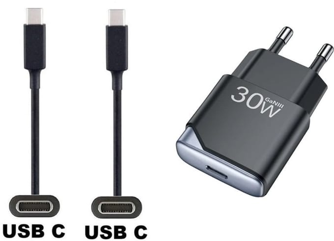 OneOne 30W snellader + 1,0m sterke USB C naar C kabel. GAN lader. PD PPS oplader adapter past op Kobo (Rakuten) eReader Elipsa, Elipsa 2E, Sage, Libra 2, Libra Colour, Clara 2E, Clara Colour, Clara BW - Kindle (Amazon) Scribe