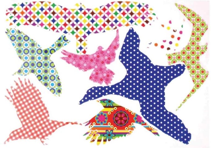 Vogelstickers gekleurd (8 stuks)