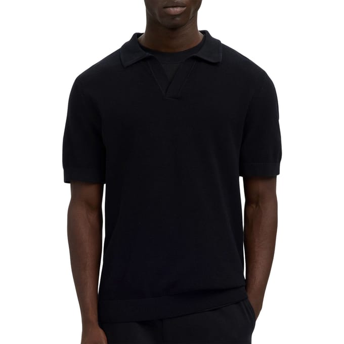 Selected Knit Structure Open Polo Heren - Maat M