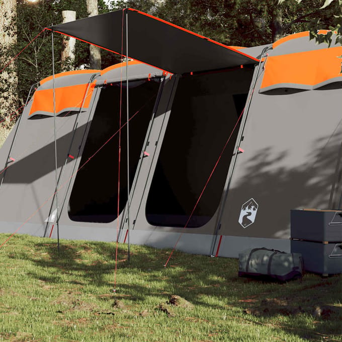 vidaXL - Tunneltent - 10-persoons - waterdicht - grijs - en - oranje