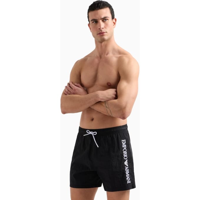 Emporio Armani Heren Zwemshorts met Verticale Logo Borduring