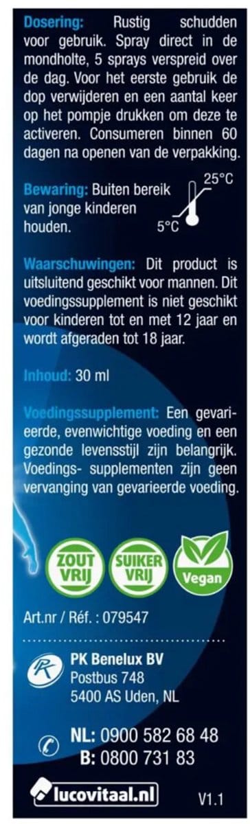 Lucovitaal - Testosteron Mannen Support Spray - 2 x 30 ml - Voordeelverpakking