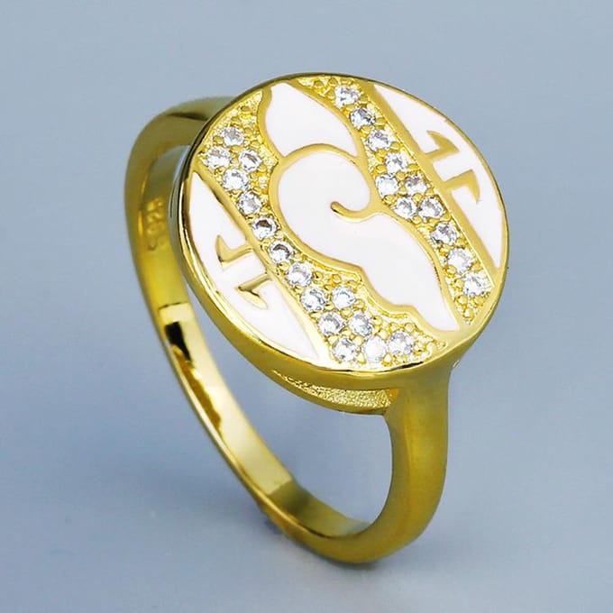 Nieuwe Gepersonaliseerde Mode Ring Handgemaakt Emaille met Nationale Stijl Retro Ring No. 10 white