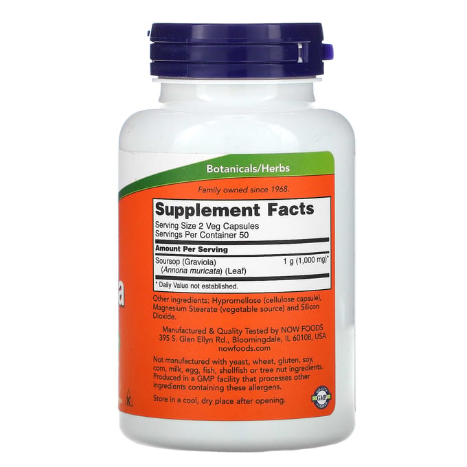 NOW Foods, Graviola, 500 mg, 100 plantaardige capsules