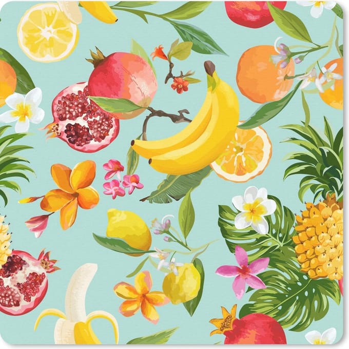 Muismat 20x20 cm - Mousepad Fruit - Tropisch - Groen - Muismatten