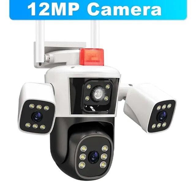 EU 6K 12MP WiFi IP 3 Camera Buiten Panoramisch zicht met drie lenzen PTZ IP-camera AI Tracking Beveiliging CCTV Videobewaking Wifi camera