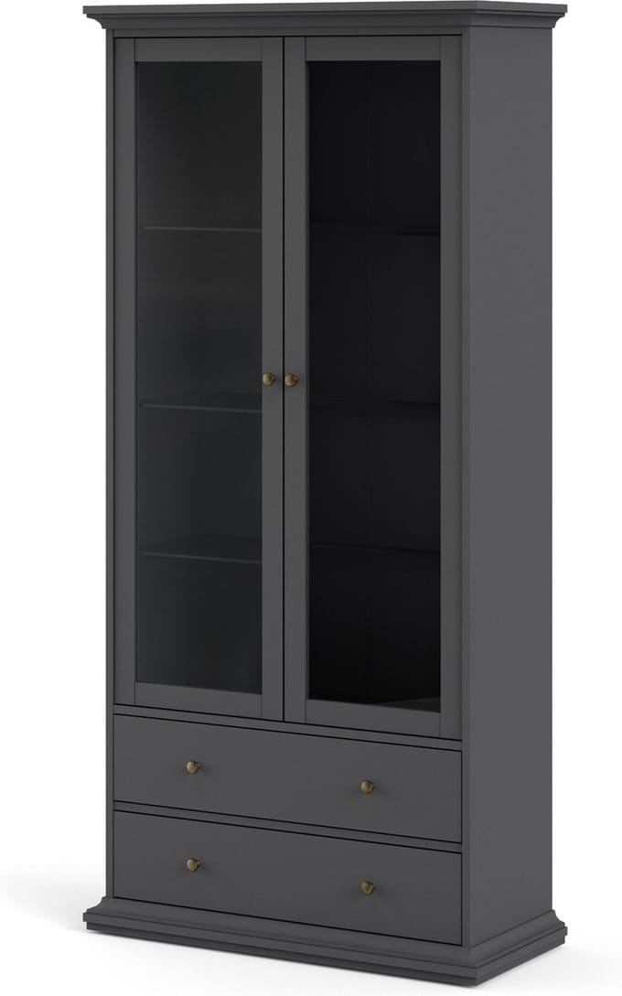 Giga Living Vitrinekast Paris - Grijs - 100x200x40cm