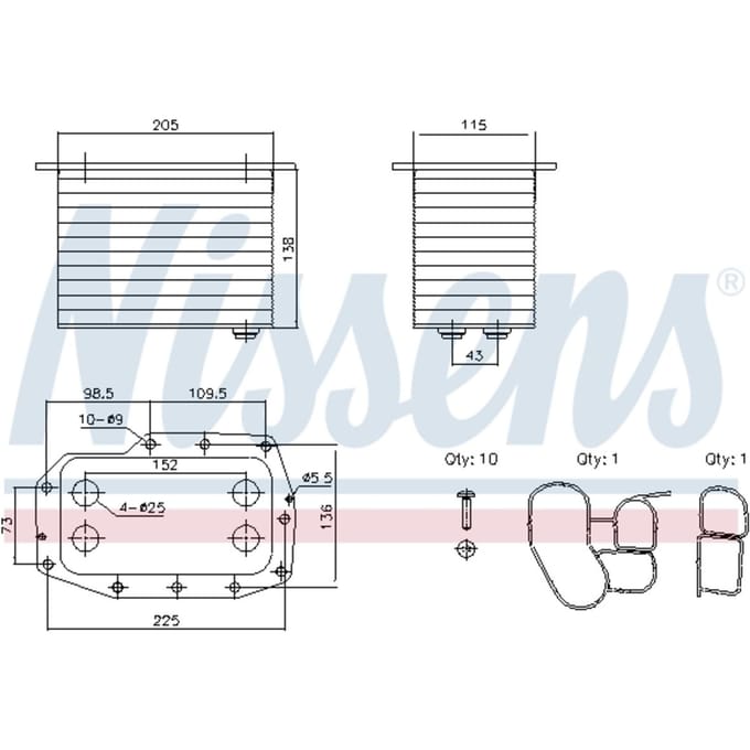 Olie radiator, motorolie NISSENS 91433