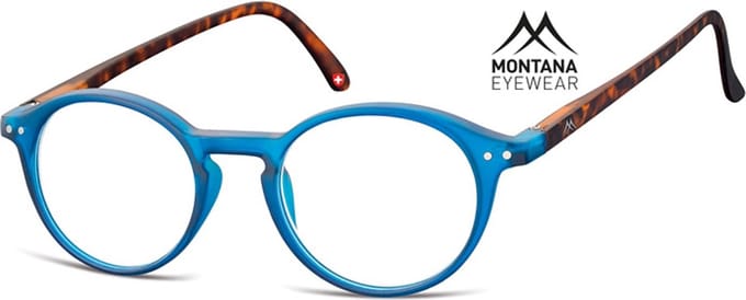 Montana Eyewear MR65E leesbril +1.00 Blauw - Tortoise  - rond