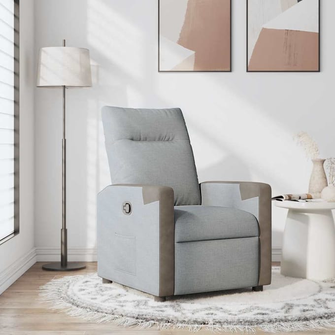 vidaXL - Fauteuil - verstelbaar - stof - lichtgrijs