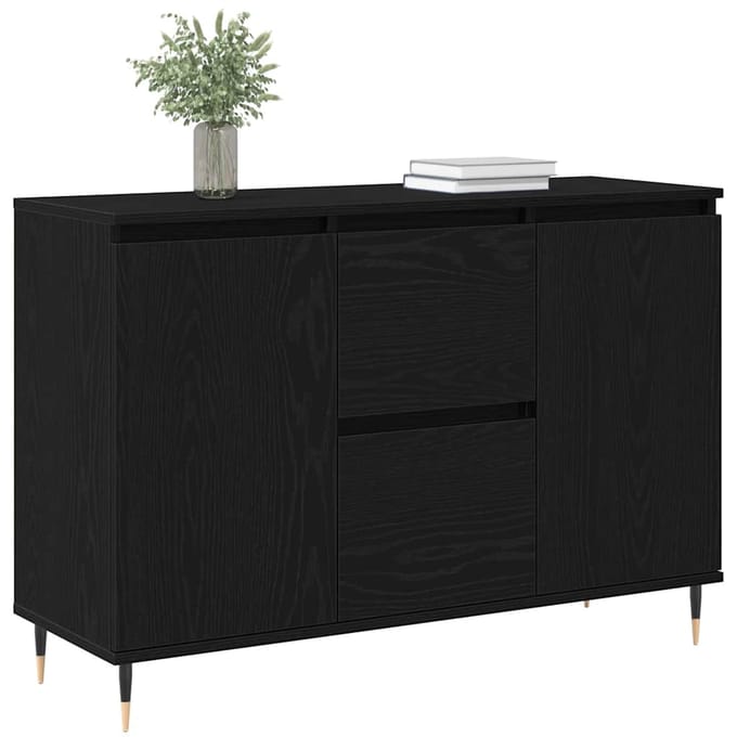 vidaXL - Dressoir - Zwart - Eiken - 101,5 - x - 35 - x - 70 - cm - Bewerkt - hout