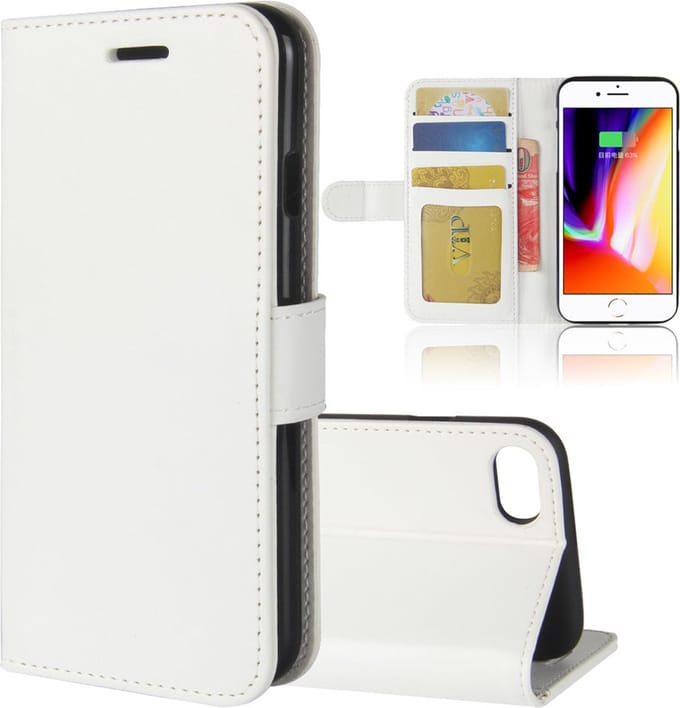 MobyDefend Hoesje - Geschikt voor Apple iPhone SE (2020/2022) / iPhone 7 / iPhone 8 - Wallet Book Case (Sluiting Achterkant) - Wit