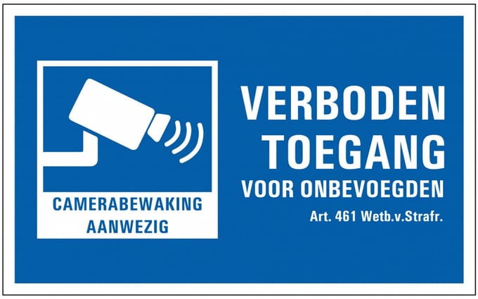 Verboden toegang camerabewaking bord 400 x 250 mm