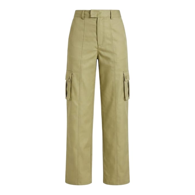 Missy Empire Cargo-broek met hoge taille voor dames (Olijf)