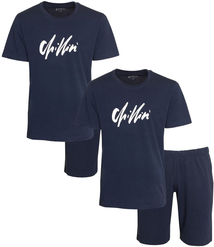 Aprox Heren Shortama - Pyjama Set - Duo-Pack - Donker Blauw - Maat XXL