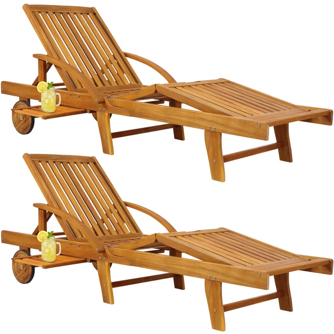Casaria Ligstoelset – Inklapbaar & Verstelbaar – 195,5 x 69 x 85 cm – Bruin