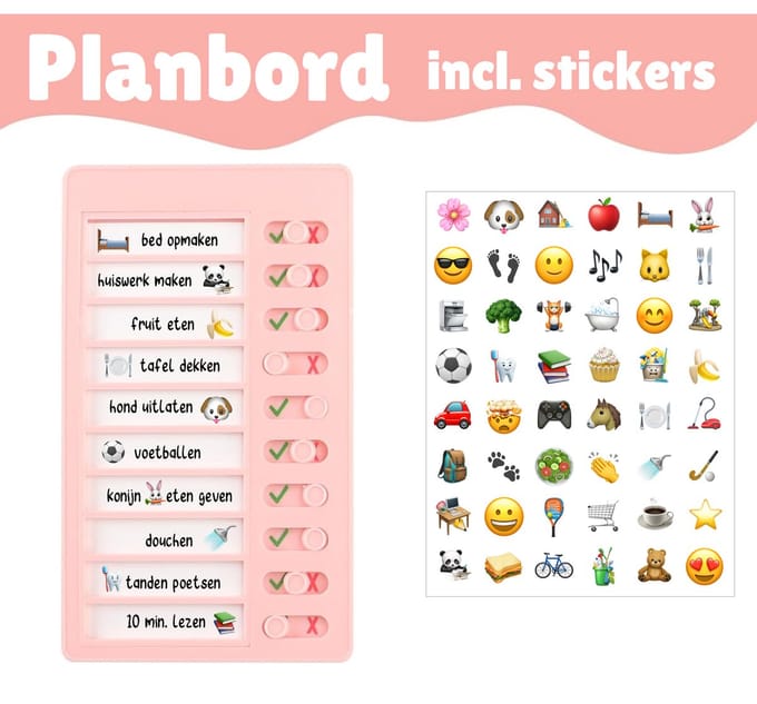 Herbruikbaar Planbord met Stickervel - Dagplanner en Weekplanner - Schoolspullen Meisjes
