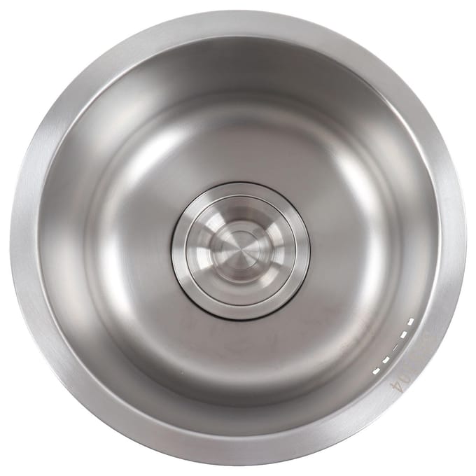 Mini Ronde Keukenspoelbak RVS Bar Ronde Kom met Afvoerpijpaansluiting 30cm Diameter gray