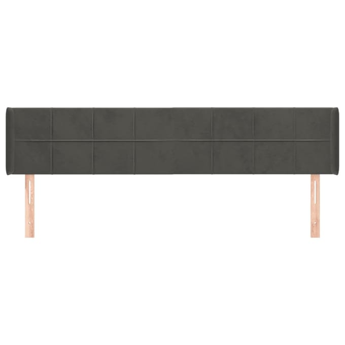 vidaXL - Hoofdbord - met - randen - 163x16x78/88 - cm - fluweel - donkergrijs