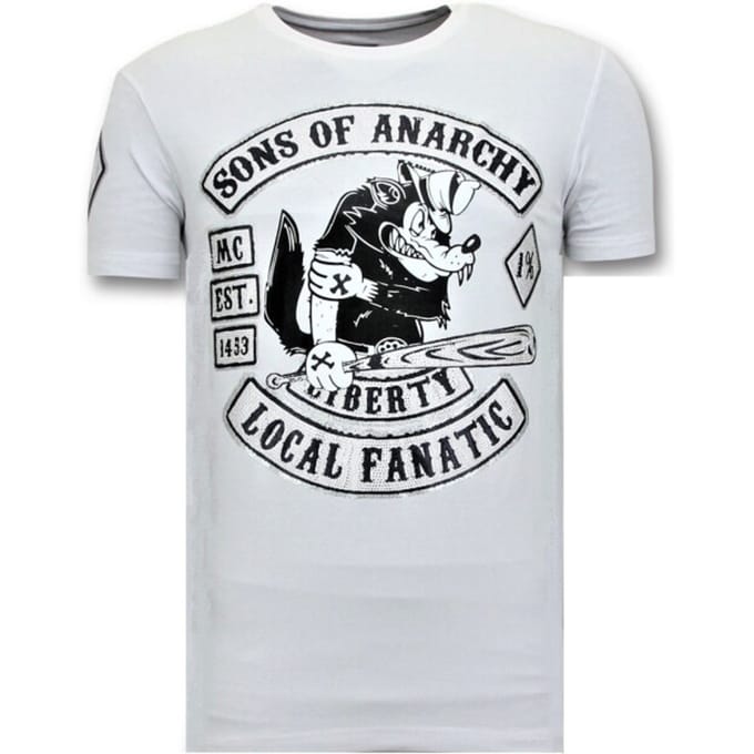 Exclusieve Heren T shirt met Print - Sons of Anarchy MC - Wit