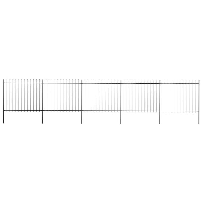 vidaXL - Tuinhek - met - speerpunt - staal - 838x150 - cm - zwart