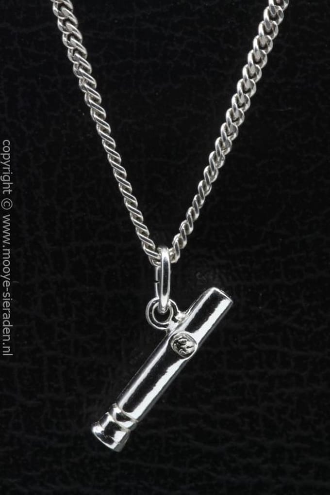 Zilveren Bootsmanfluit ketting hanger