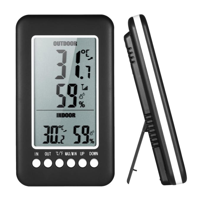 LCD Digitale draadloze binnen-/buitenthermometer, hygrometer/H-temperatuur-vochtigheidsmeter met max. white