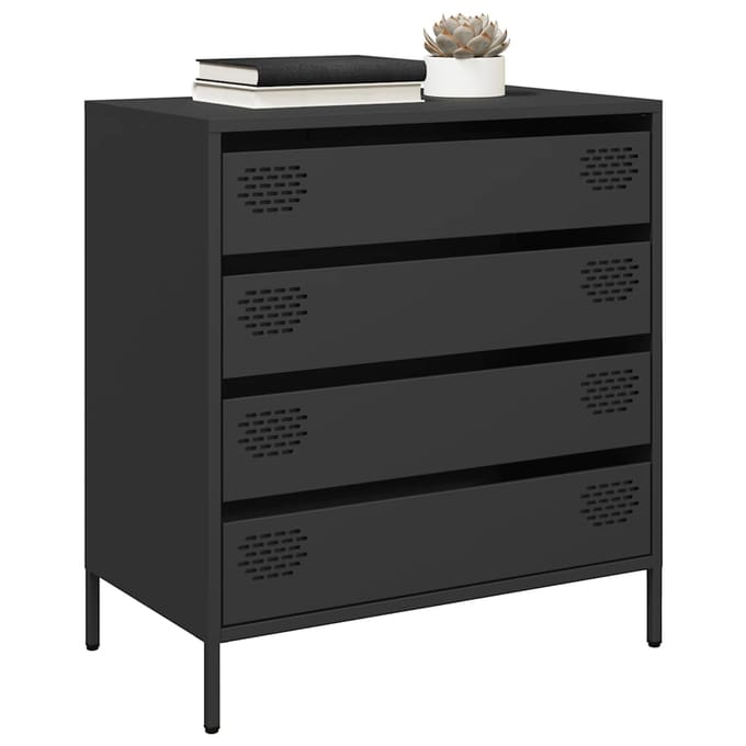 vidaXL - Dressoir - 68x39x73,5 - cm - koudgewalst - staal - zwart