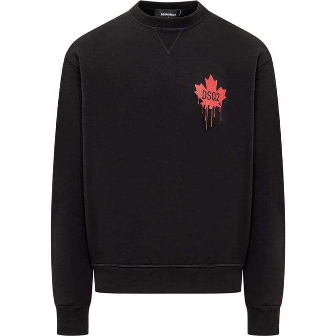 Dsquared2 Rode Esdoornblad Logo Zwarte Sweatshirt
