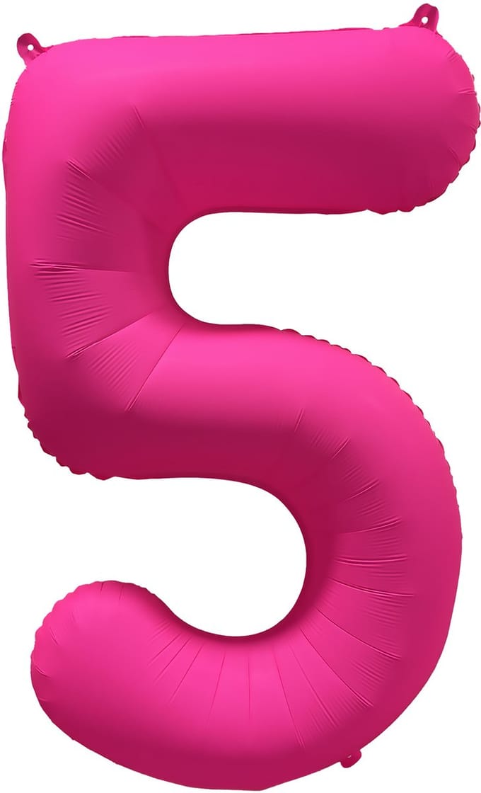 Folieballon cijfer 5 - Neon Roze - 86 cm