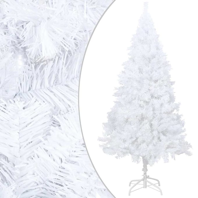 vidaXL - Kunstkerstboom - met - verlichting - en - kerstballen - 120 - cm - PVC - wit