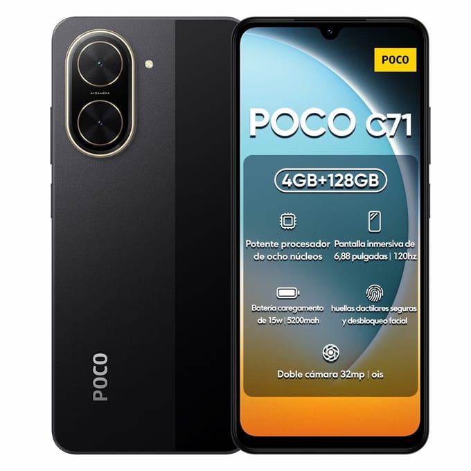 Smartphone Xiaomi POCO C71 - 25028PC03G 6,88" Octa Core - 4 GB RAM 128 GB -Zwart