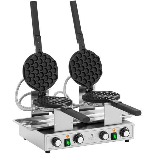 Bubbel wafelijzer - 2 x 1400 W - 50 - 250 °C - Timer: 0 - 5 min - Royal Catering RCWM-2800-B