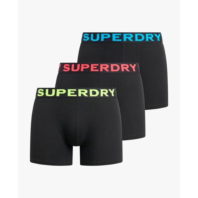 Superdry BOXER TRIPLE PACK Heren Onderbroek - Black/Neon
