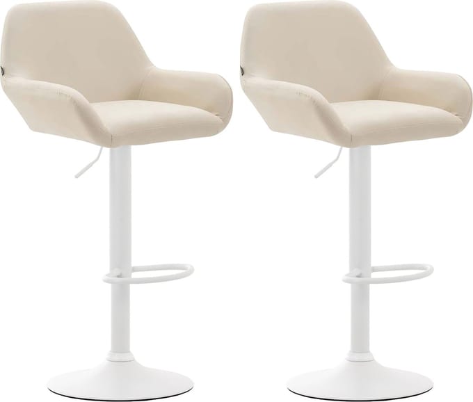 CLP Braga Set van 2 barkrukken - Kunstleer - creme wit