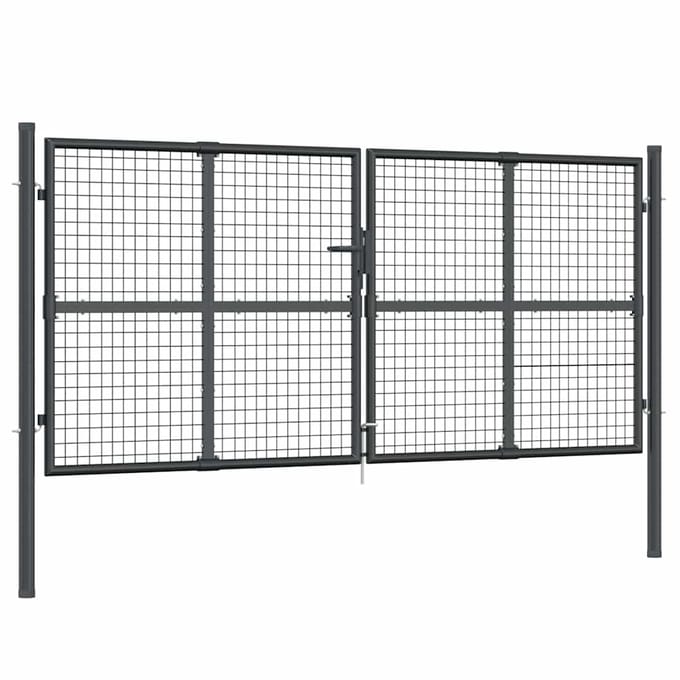 vidaXL - Tuinhek - van - gaas - 300x125 - cm - gegalvaniseerd - staal - antraciet