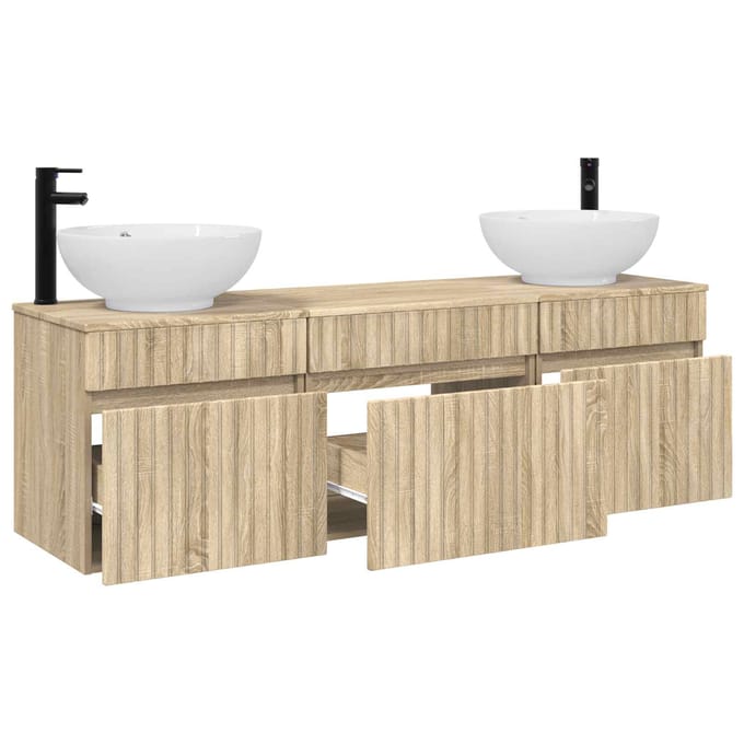 vidaXL - Badkamerkast - set - 3 - st - Sonoma - Eiken - 49 - x - 44,5 - x - 66,5 - cm