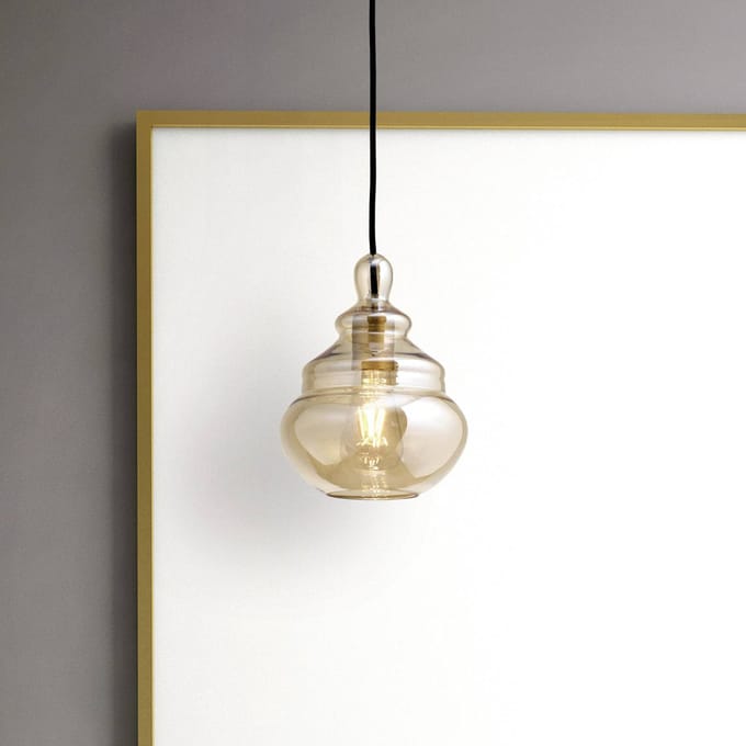 miloox by Sforzin Hanglamp Adone, barnsteen, glas, Ø 19 cm, 1-lamp