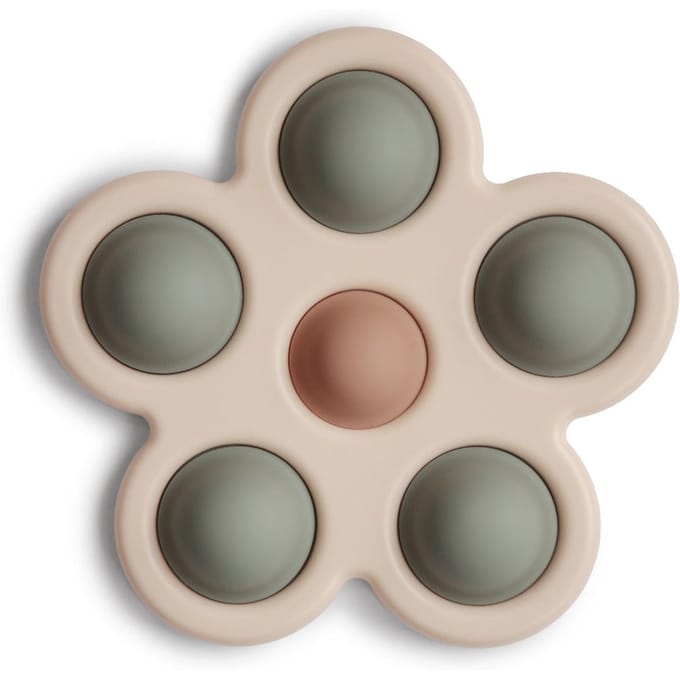 Mushie - Popi It Bloem - Sensorische Siliconen Speelgoed - Activiteiten speelgoed - Dried Thyme