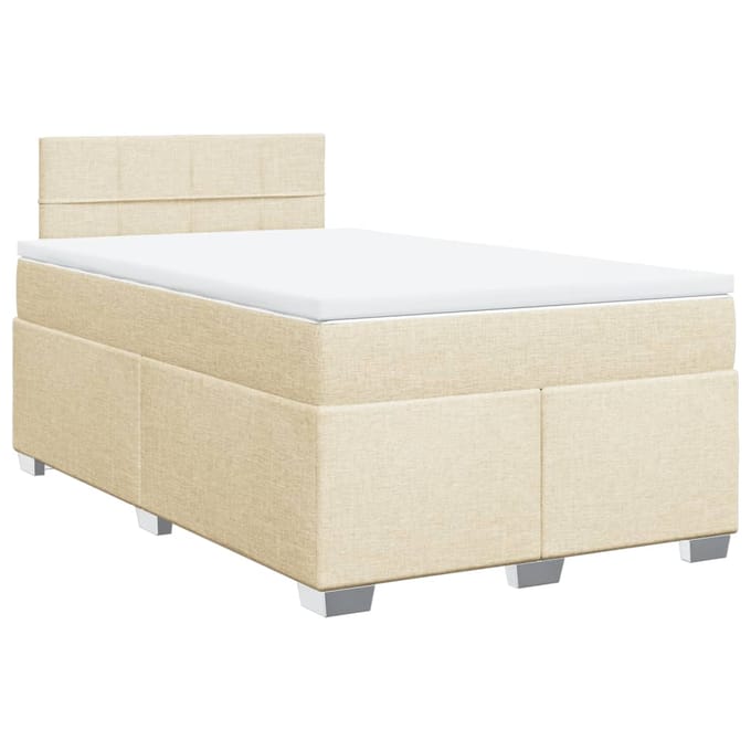 vidaXL - Boxspring - met - matras - stof - crèmekleurig - 120x190 - cm
