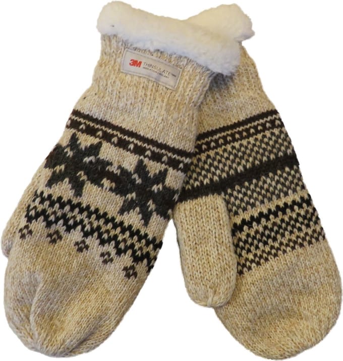 Thinsulate want dames met sterrenmotief beige - 30% wol